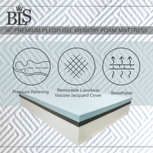 Load image into Gallery viewer, BLS 14 Inches Premium Plush Gel Memory Foam Mattress