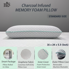 Load image into Gallery viewer, Charcoal Infused Memory Foam Pillow