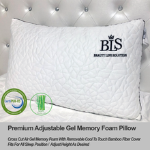 Load image into Gallery viewer, BLS Premium Adjustable Shredded Memory Foam Pillow