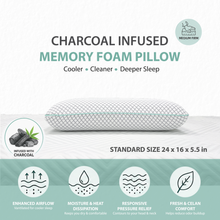 Load image into Gallery viewer, Charcoal Infused Memory Foam Pillow
