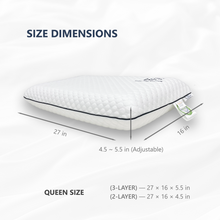 Load image into Gallery viewer, BLS 3 Layer Adjustable Dual Side Memory Foam Pillow - Queen Size-Firm Pillow
