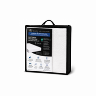 Mattress protector packaging with visible branding on a white background