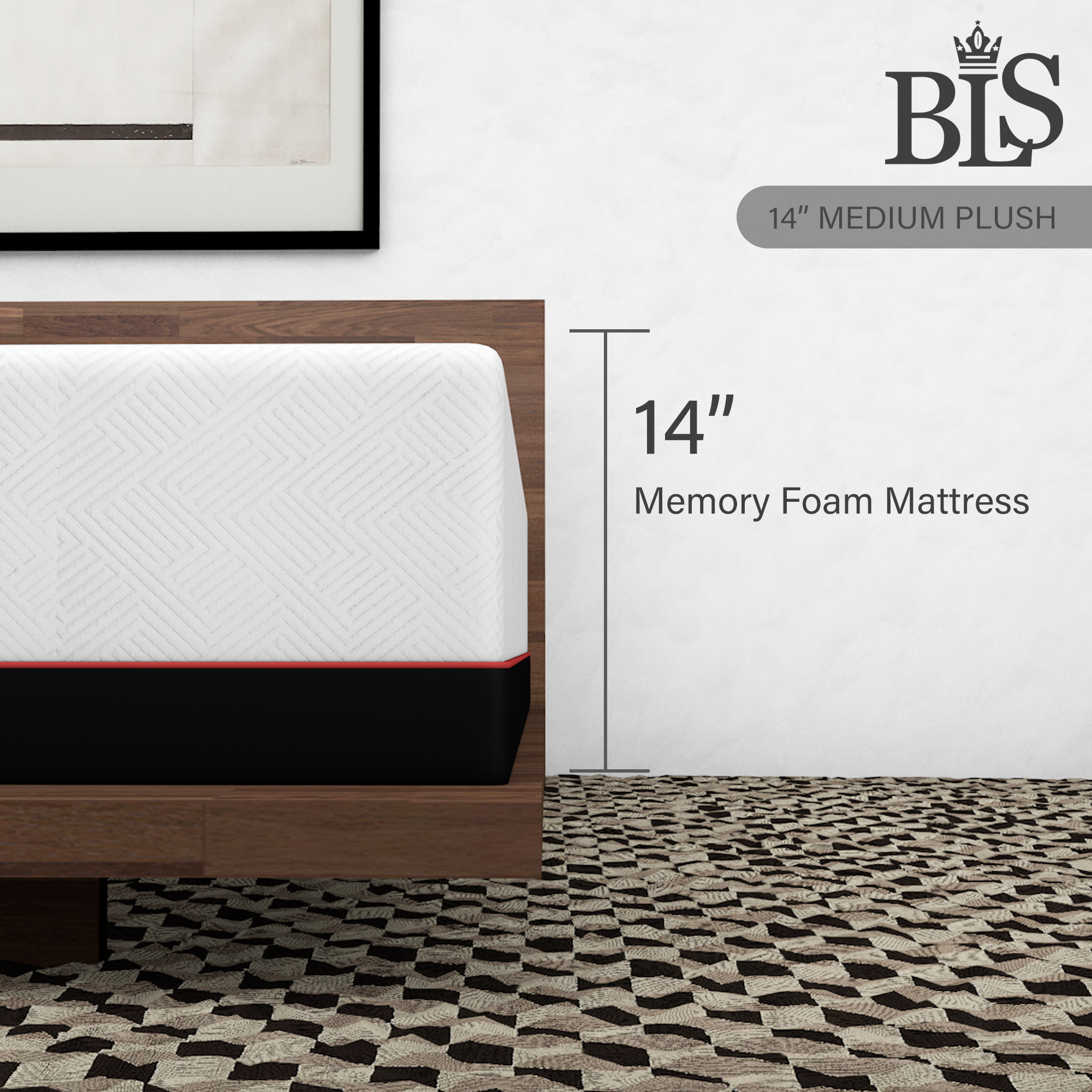 BLS 14 Inches Medium Plush Gel Memory Foam Mattress