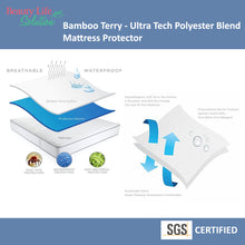 Load image into Gallery viewer, BLS Bamboo Terry Mattress Protector - 100% Waterproof
