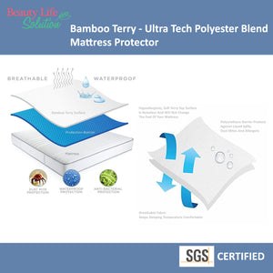 BLS Bamboo Terry Mattress Protector - 100% Waterproof