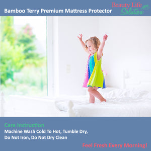 BLS Bamboo Terry Mattress Protector - 100% Waterproof
